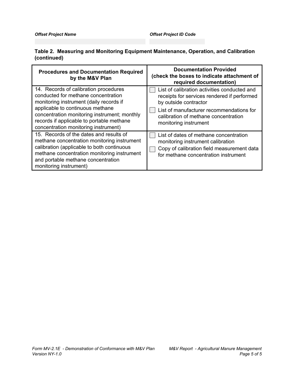 Form MV-2.1E Demonstration of Conformance With Mv Plan - New York, Page 5