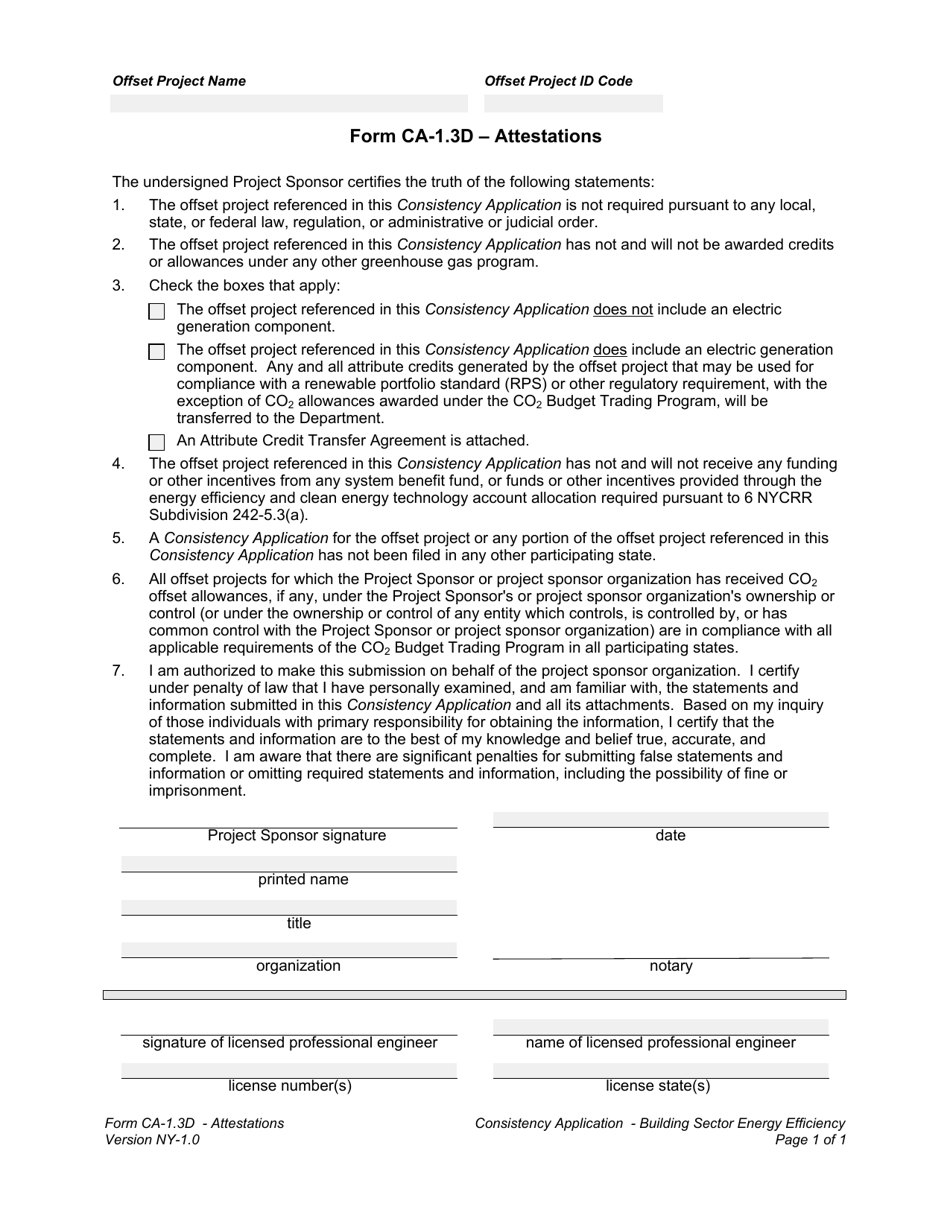 Form CA-1.3D Attestations - New York, Page 1