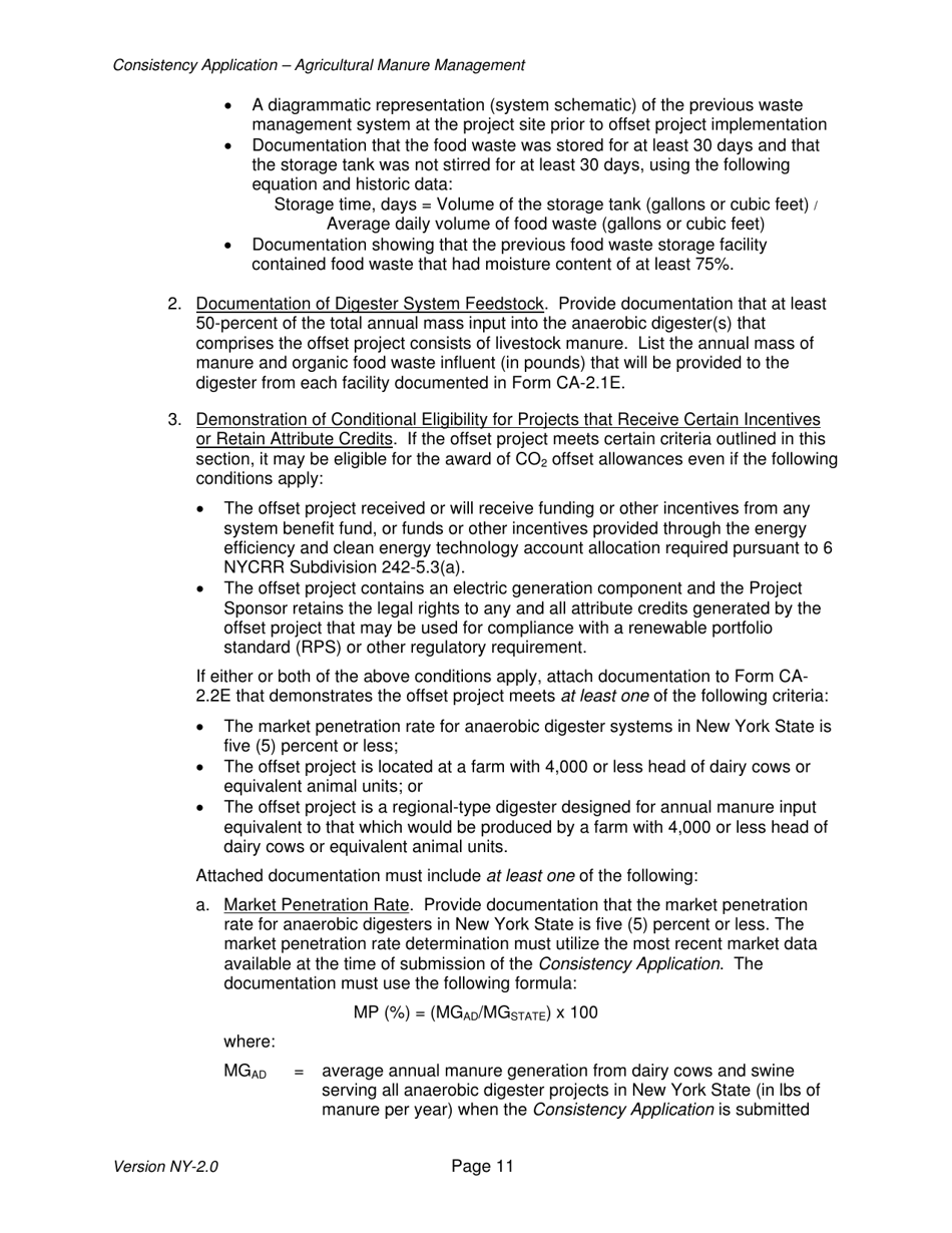 Instructions for Avoided Methane Emissions From Agricultural Manure Management Offset Project Consistency Application - New York, Page 11
