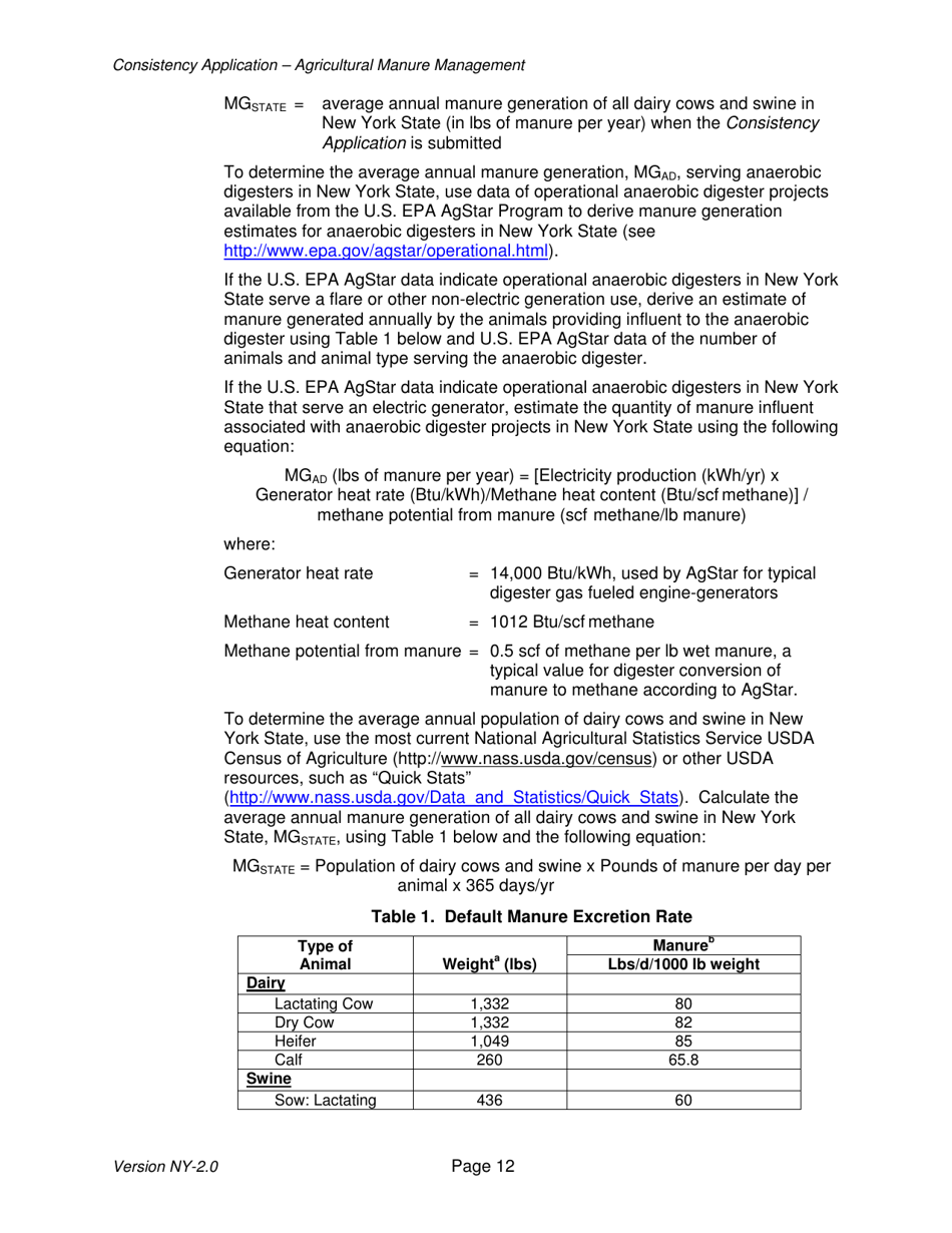 Instructions for Avoided Methane Emissions From Agricultural Manure Management Offset Project Consistency Application - New York, Page 12