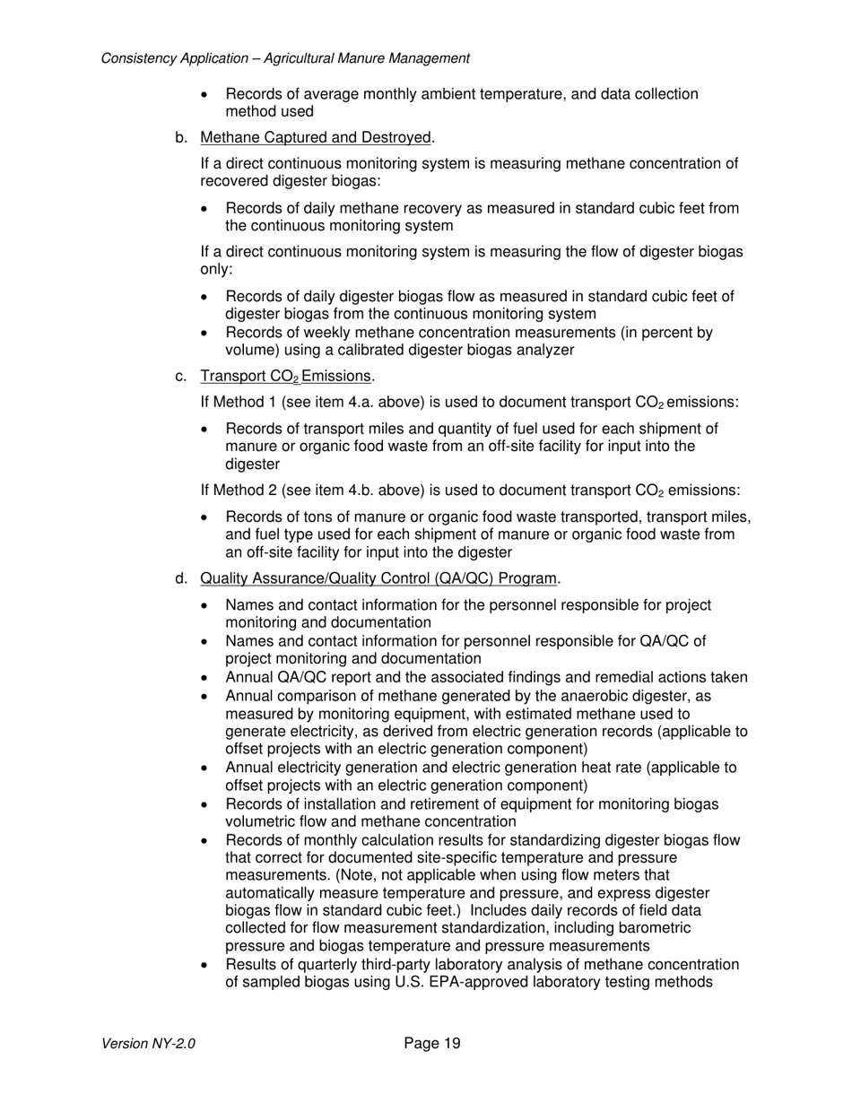 Instructions for Avoided Methane Emissions From Agricultural Manure Management Offset Project Consistency Application - New York, Page 19