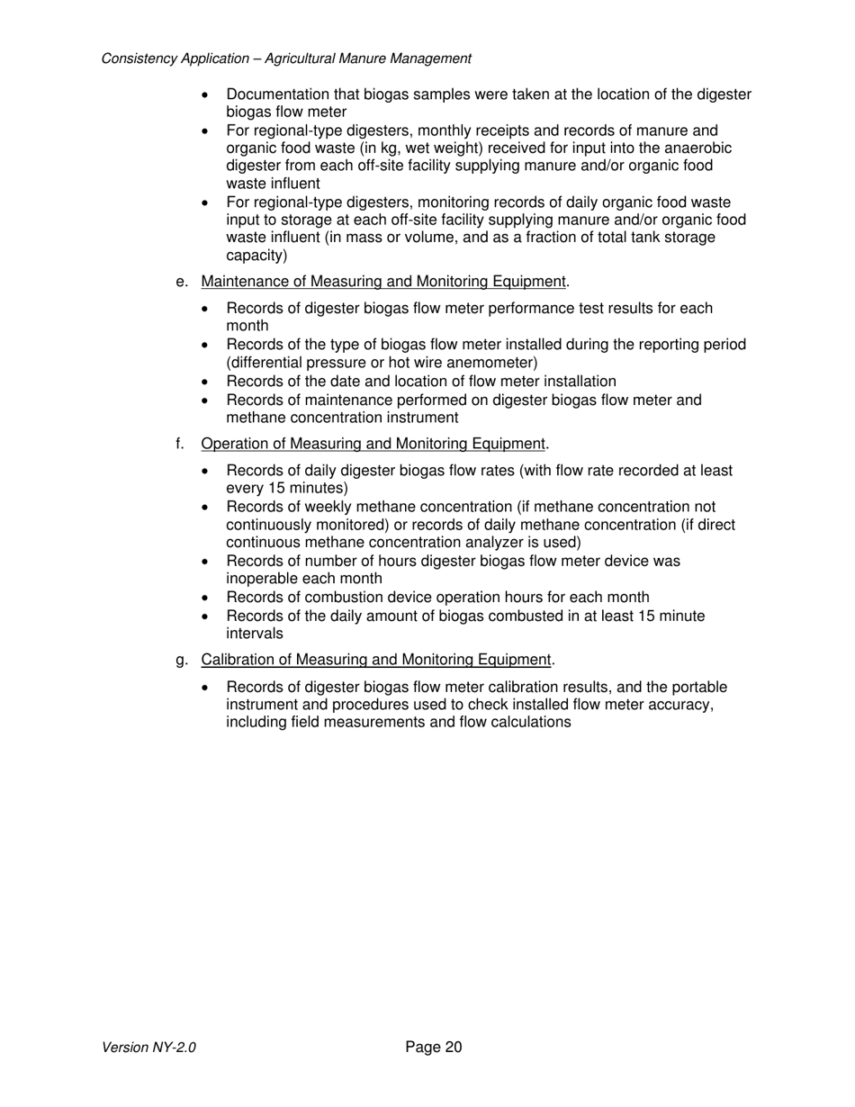 Instructions for Avoided Methane Emissions From Agricultural Manure Management Offset Project Consistency Application - New York, Page 20