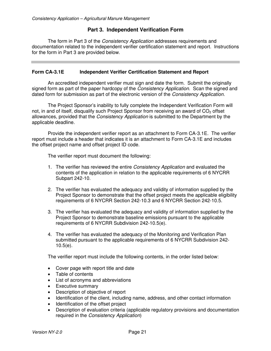 Instructions for Avoided Methane Emissions From Agricultural Manure Management Offset Project Consistency Application - New York, Page 21