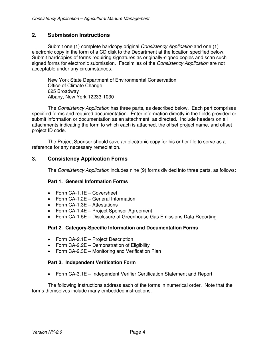Instructions for Avoided Methane Emissions From Agricultural Manure Management Offset Project Consistency Application - New York, Page 4