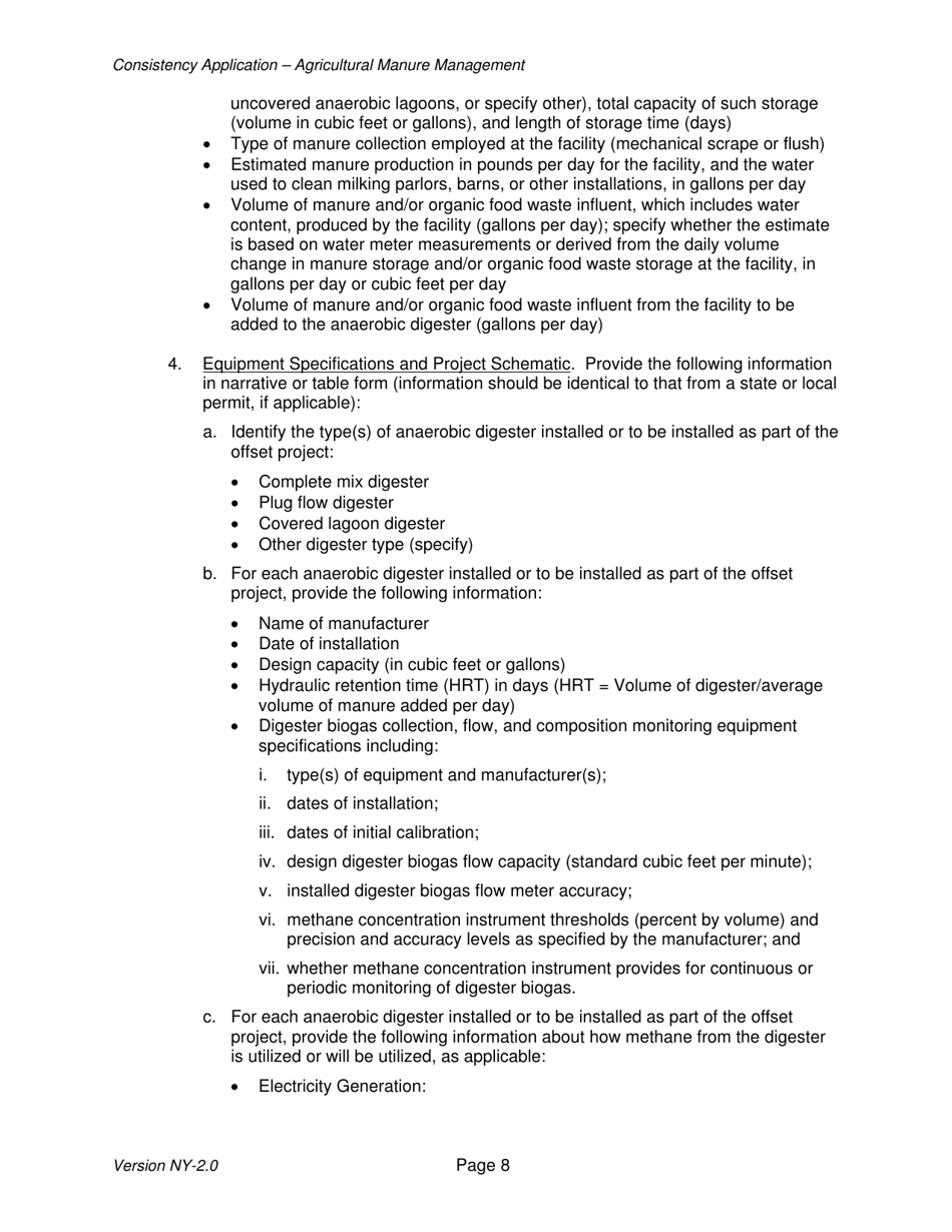 Instructions for Avoided Methane Emissions From Agricultural Manure Management Offset Project Consistency Application - New York, Page 8