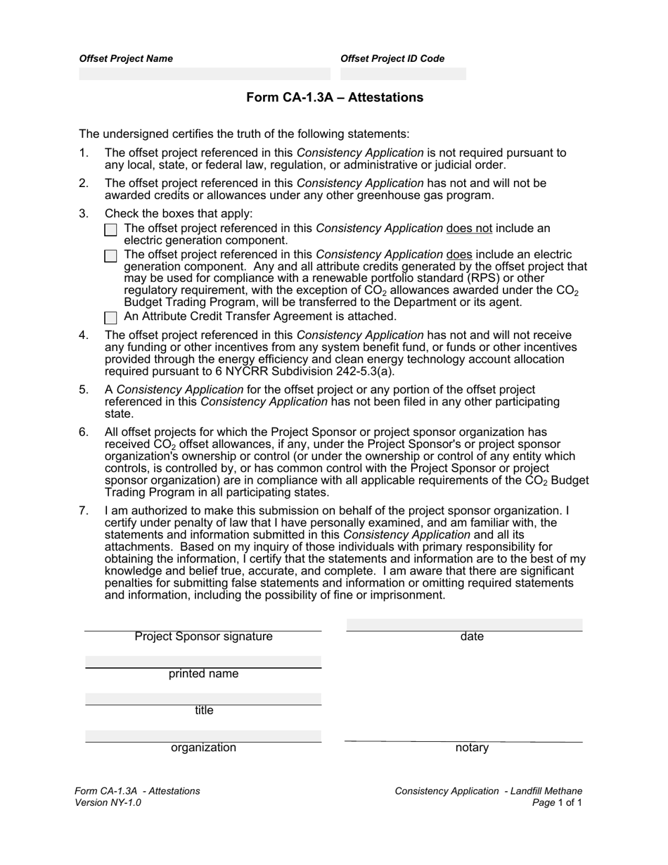 Form CA-1.3A Attestations - New York, Page 1