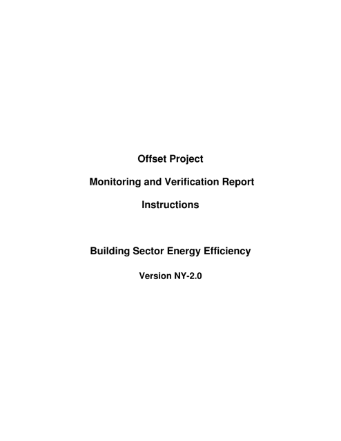 Instructions for Building Sector Energy Efficiency Offset Project Monitoring and Verification Report - New York Download Pdf