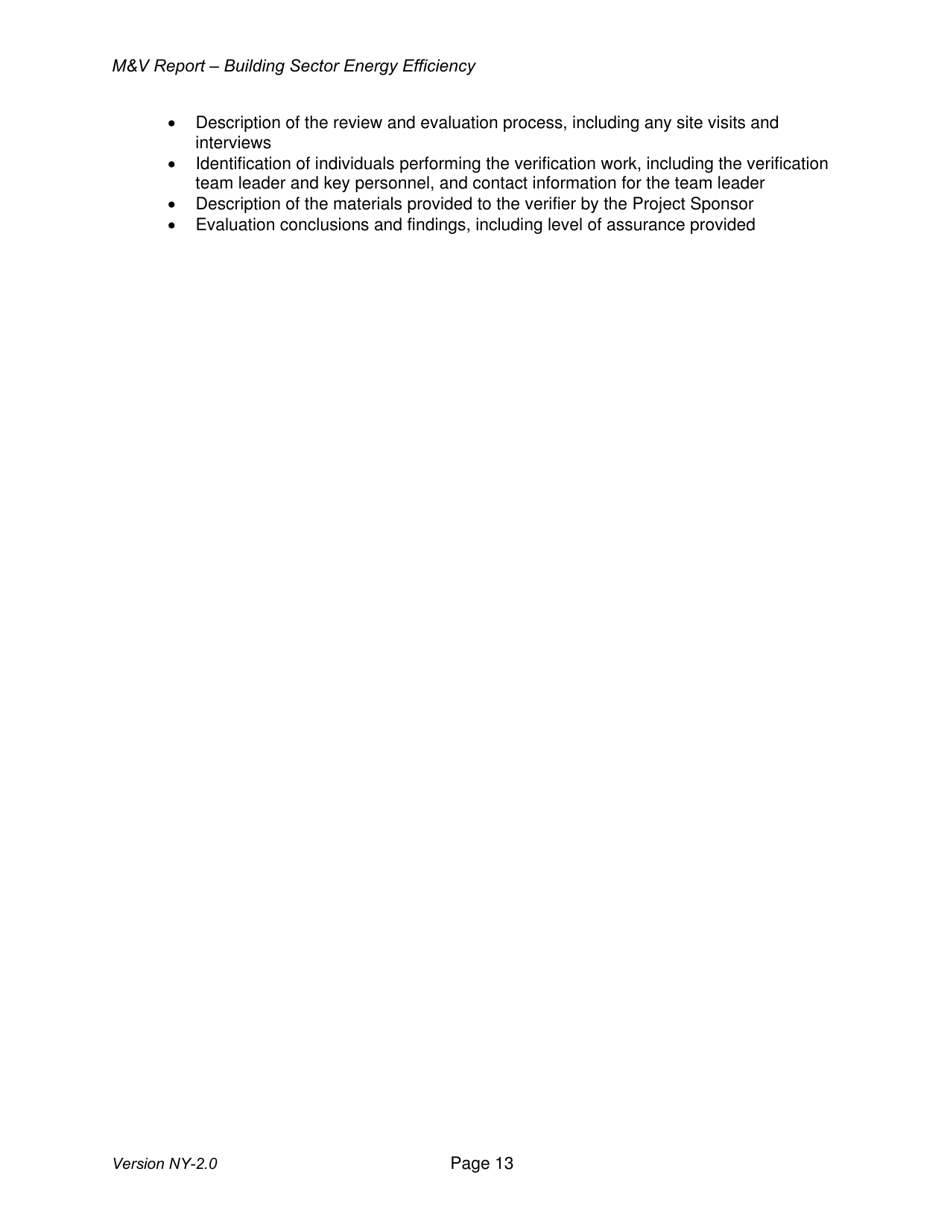 Instructions for Building Sector Energy Efficiency Offset Project Monitoring and Verification Report - New York, Page 13