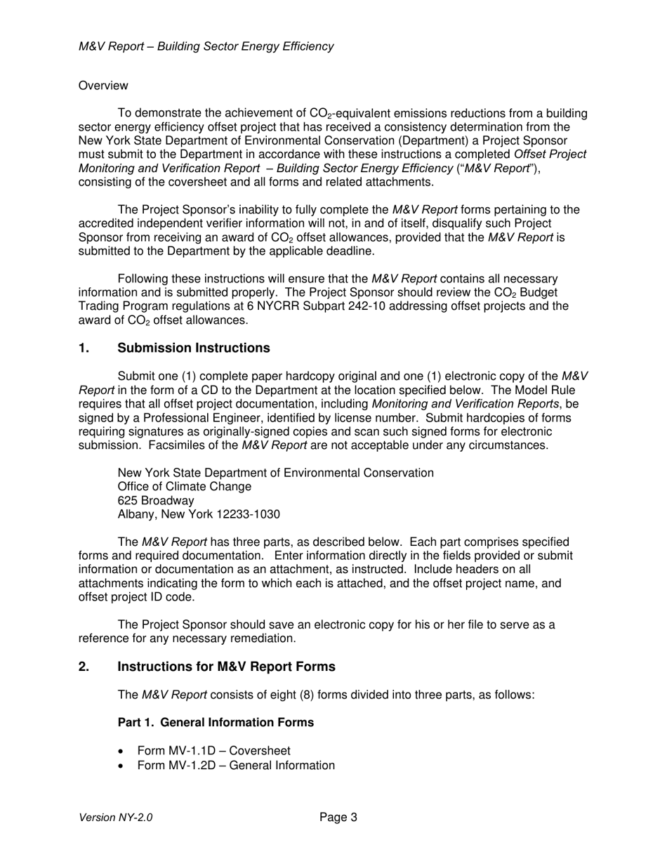 Instructions for Building Sector Energy Efficiency Offset Project Monitoring and Verification Report - New York, Page 3