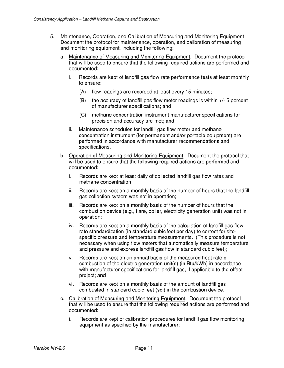 Instructions for Landfill Methane Capture and Destruction Offset Project Consistency Application - New York, Page 11
