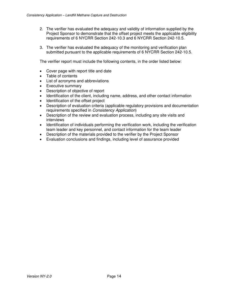 Instructions for Landfill Methane Capture and Destruction Offset Project Consistency Application - New York, Page 14