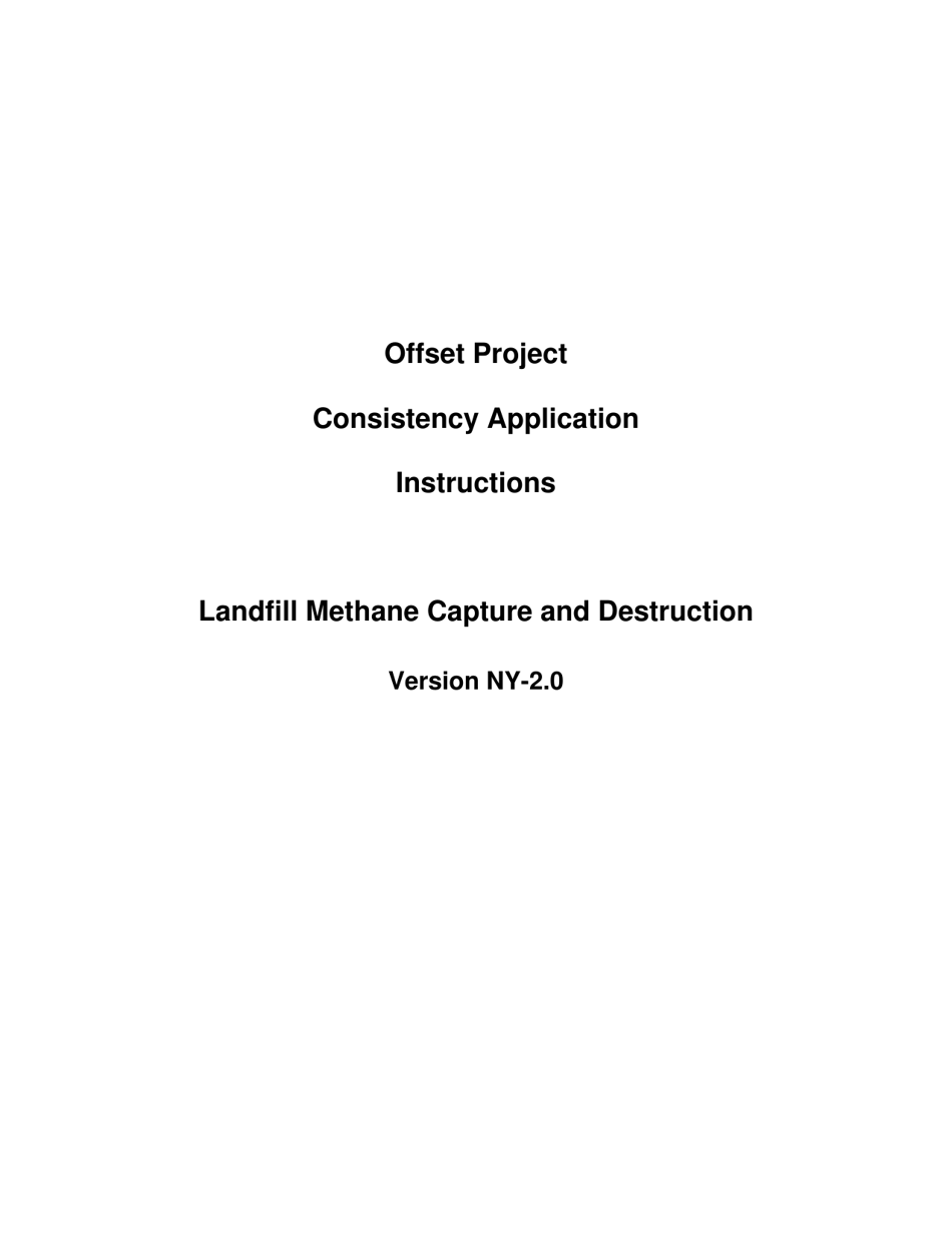 Instructions for Landfill Methane Capture and Destruction Offset Project Consistency Application - New York, Page 1