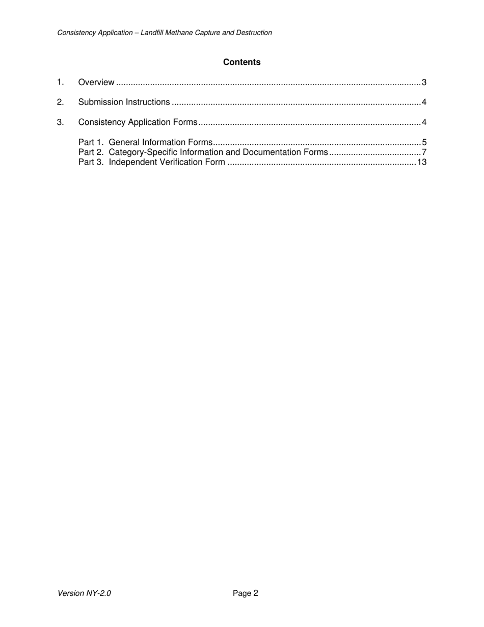 Instructions for Landfill Methane Capture and Destruction Offset Project Consistency Application - New York, Page 2