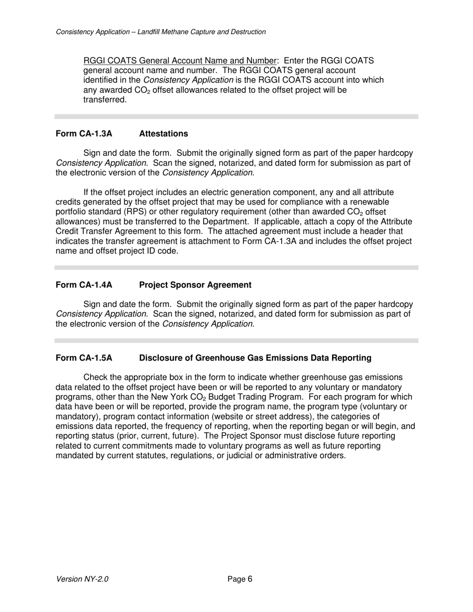 Instructions for Landfill Methane Capture and Destruction Offset Project Consistency Application - New York, Page 6