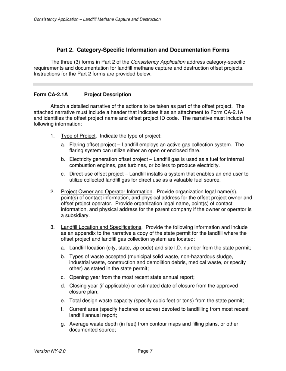 Instructions for Landfill Methane Capture and Destruction Offset Project Consistency Application - New York, Page 7