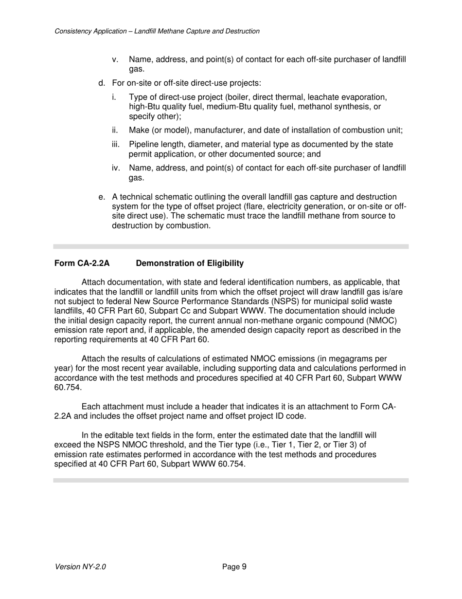 Instructions for Landfill Methane Capture and Destruction Offset Project Consistency Application - New York, Page 9