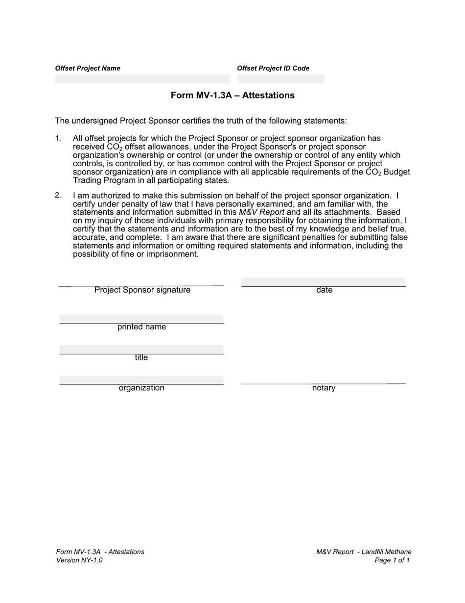 Form MV-1.3A Attestations - New York, Page 1