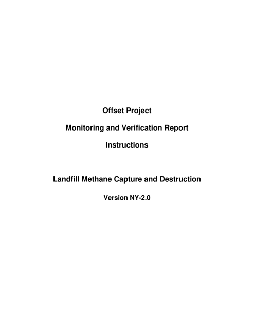 Instructions for Landfill Methane Capture and Destruction Offset Project Monitoring and Verification Report - New York