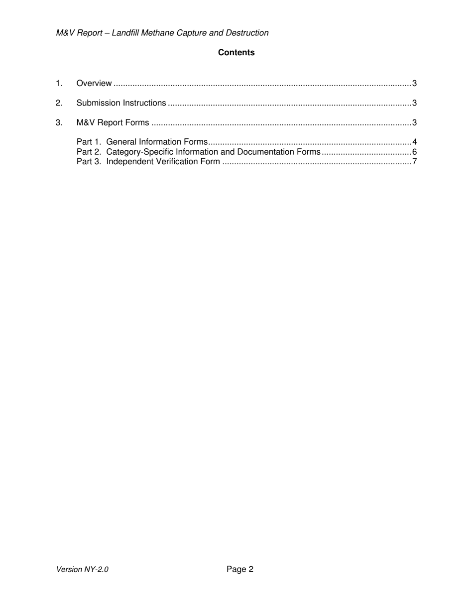Instructions for Landfill Methane Capture and Destruction Offset Project Monitoring and Verification Report - New York, Page 2