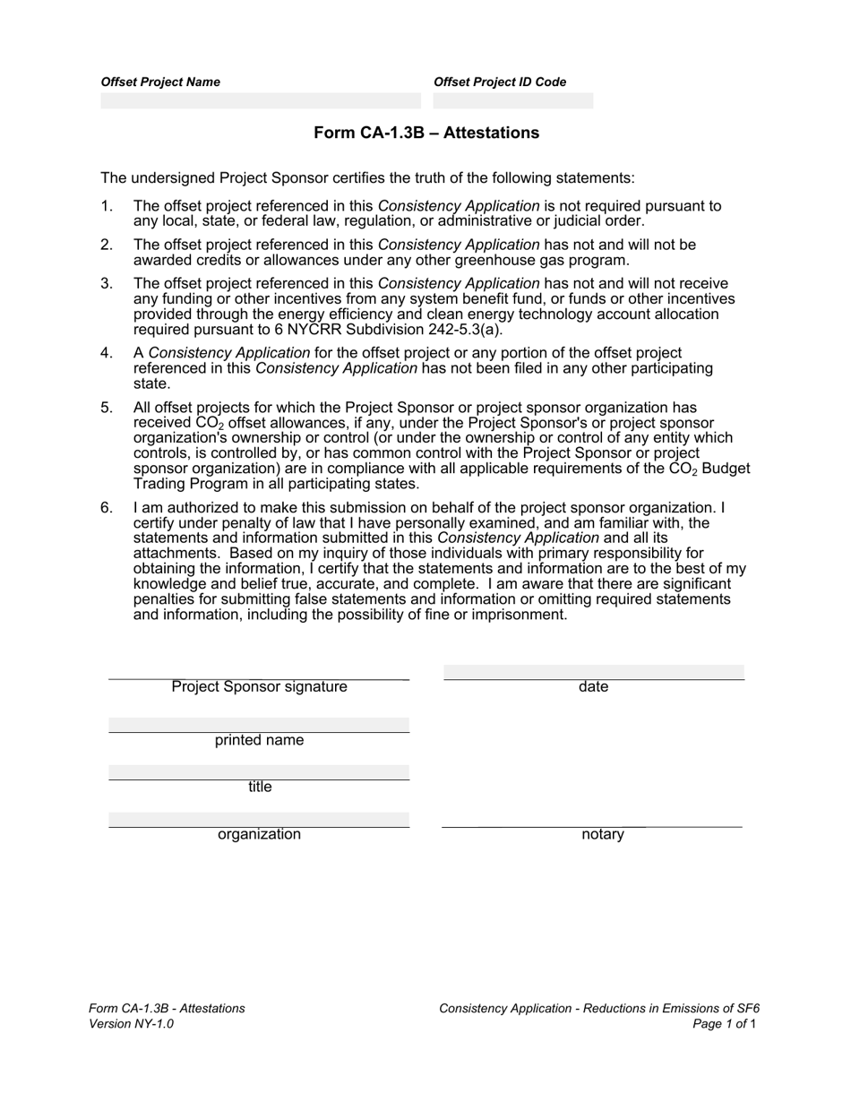 Form CA-1.3B Attestations - New York, Page 1