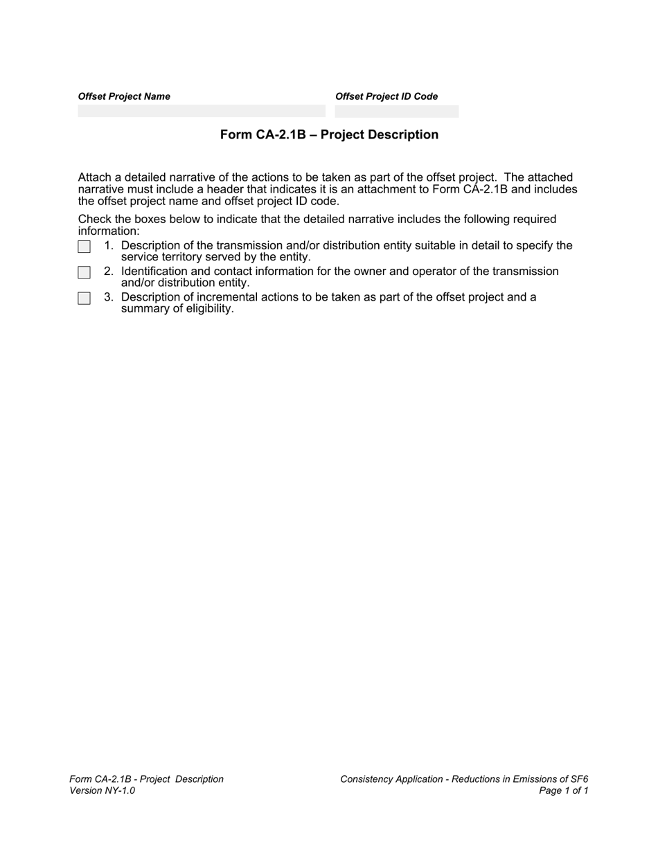 Form CA-2.1B Project Description - New York, Page 1