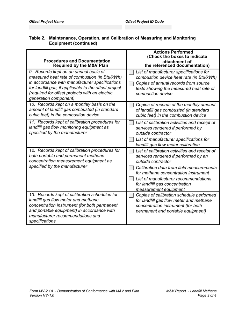 Form MV-2.1A Demonstration of Conformance With Mv Plan - New York, Page 3