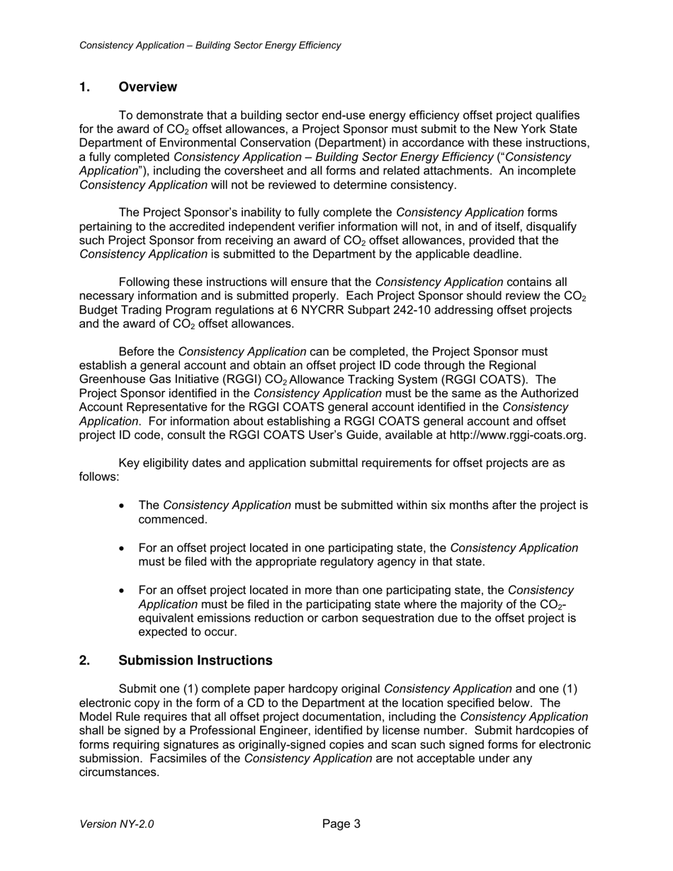 Instructions for Building Sector Energy Efficiency Offset Project Consistency Application - New York, Page 3