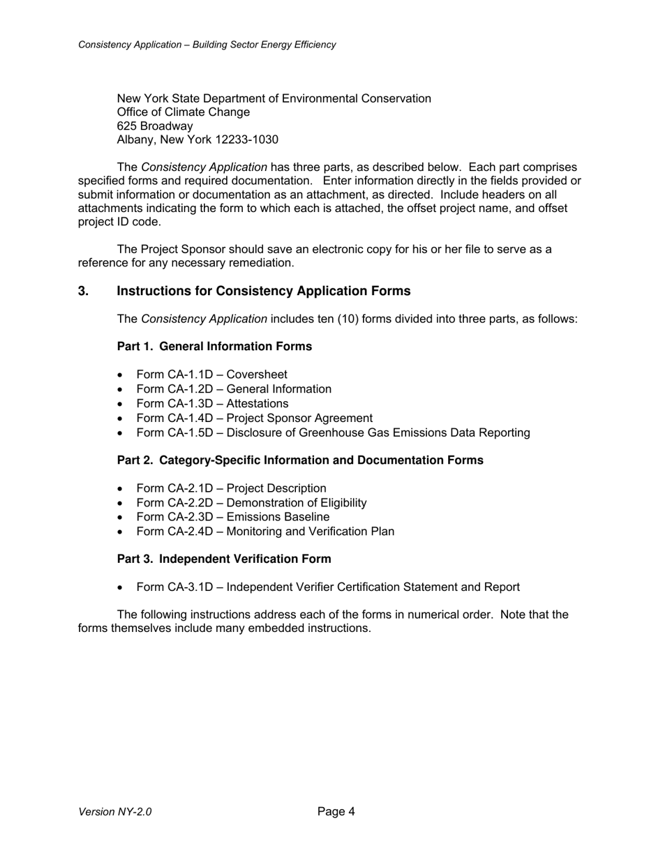 Instructions for Building Sector Energy Efficiency Offset Project Consistency Application - New York, Page 4