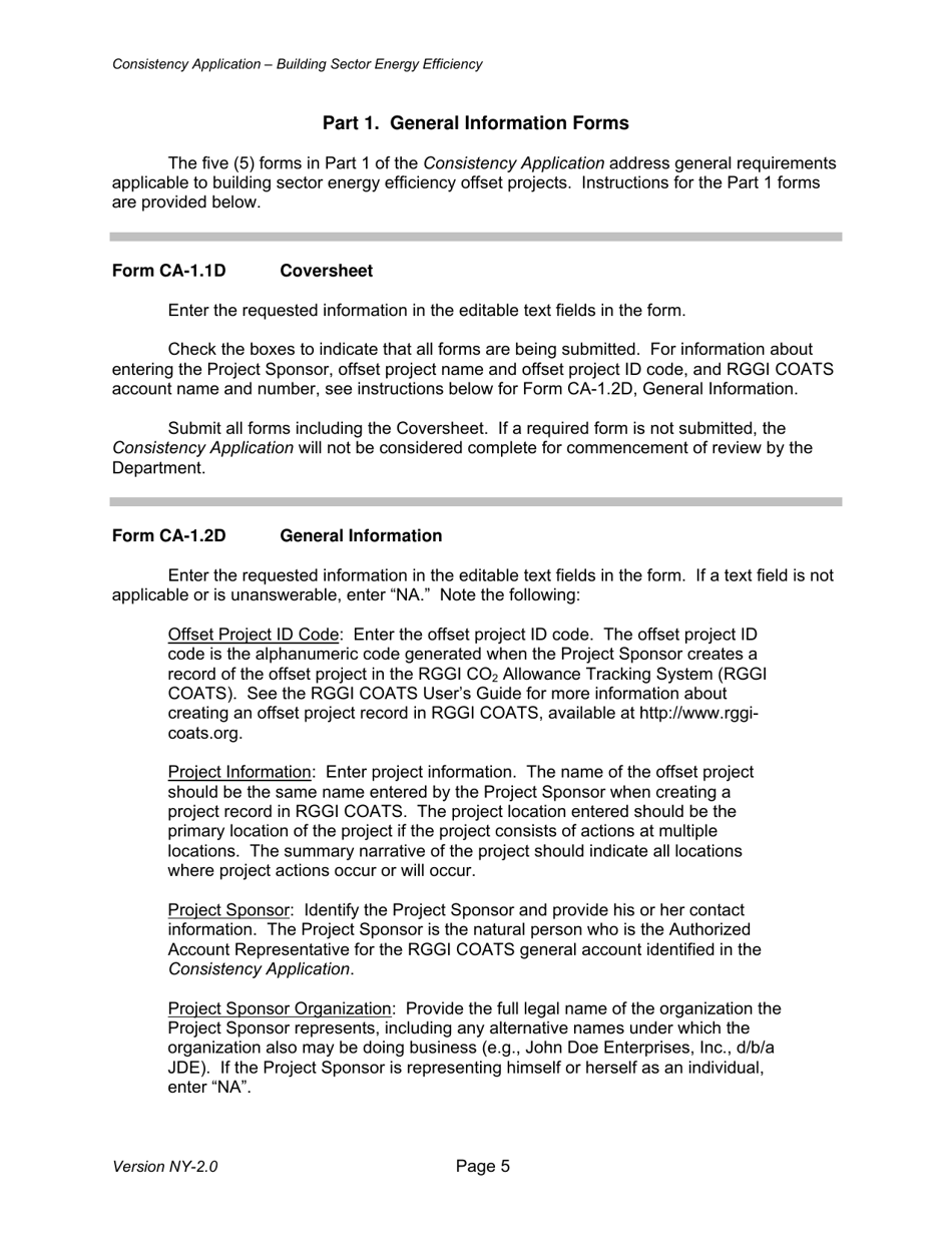 Instructions for Building Sector Energy Efficiency Offset Project Consistency Application - New York, Page 5