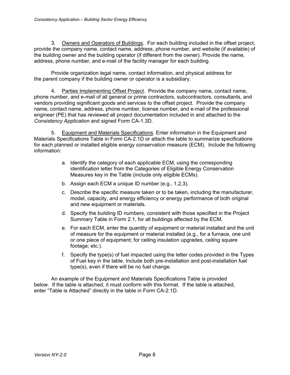 Instructions for Building Sector Energy Efficiency Offset Project Consistency Application - New York, Page 8