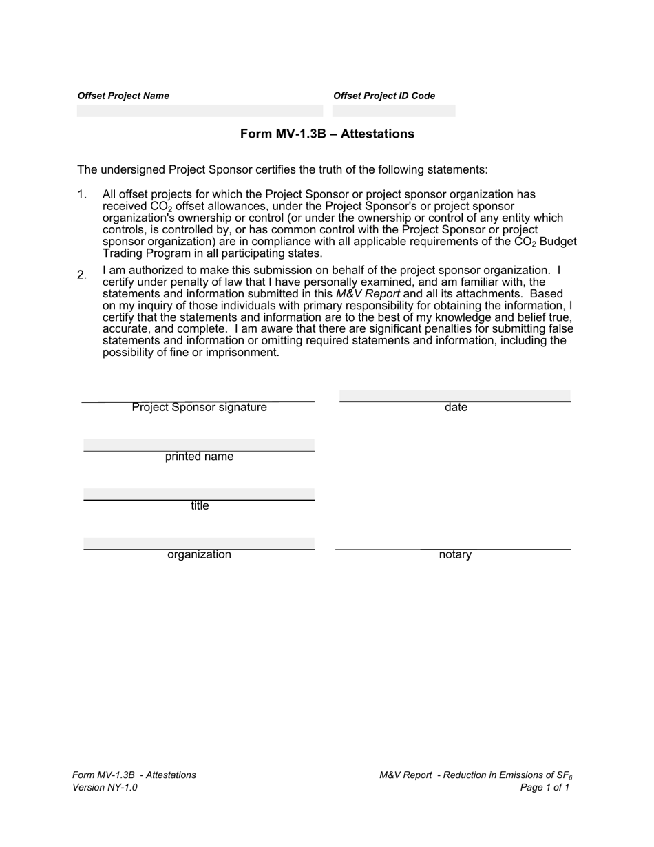 Form MV-1.3B Attestations - New York, Page 1