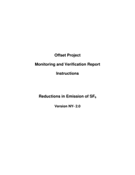 Document preview: Reductions in Emission of Sulfur Hexafluoride (Sf6) Offset Project Monitoring and Verification Report - New York