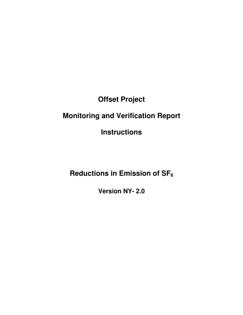 Reductions in Emission of Sulfur Hexafluoride (Sf6) Offset Project Monitoring and Verification Report - New York Download Pdf
