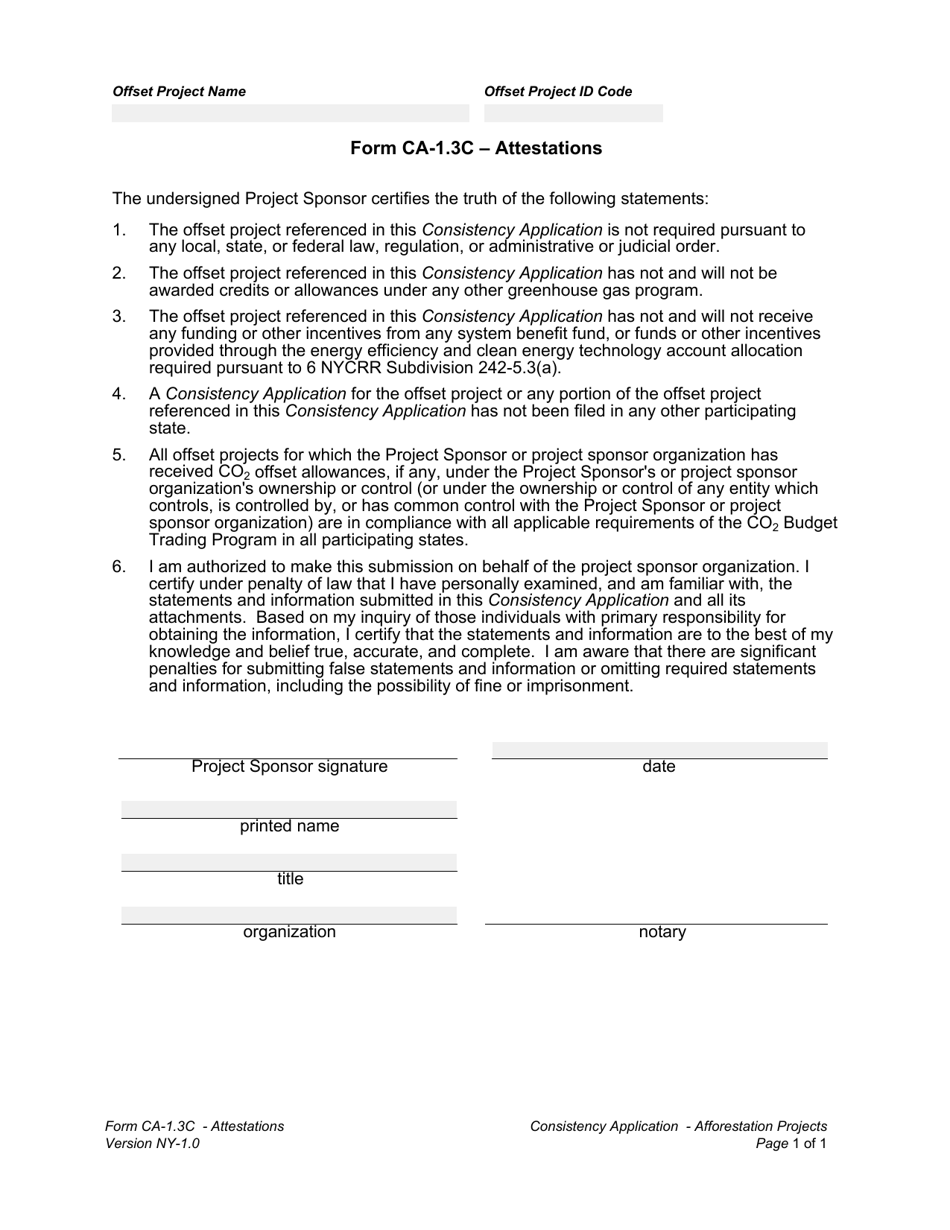 Form CA-1.3C Attestations - New York, Page 1