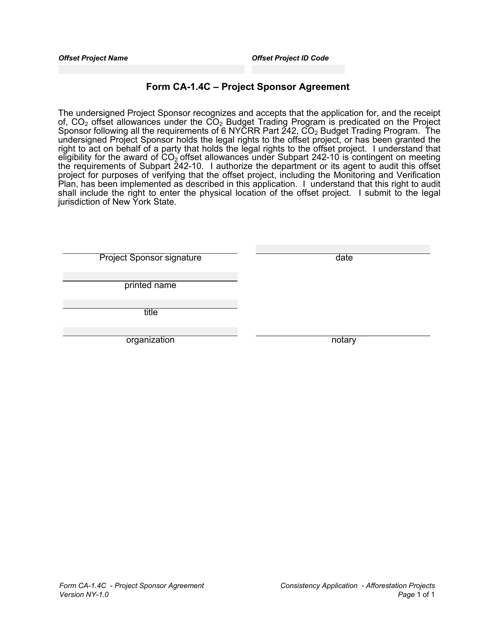 Form CA-1.4C Project Sponsor Agreement - New York