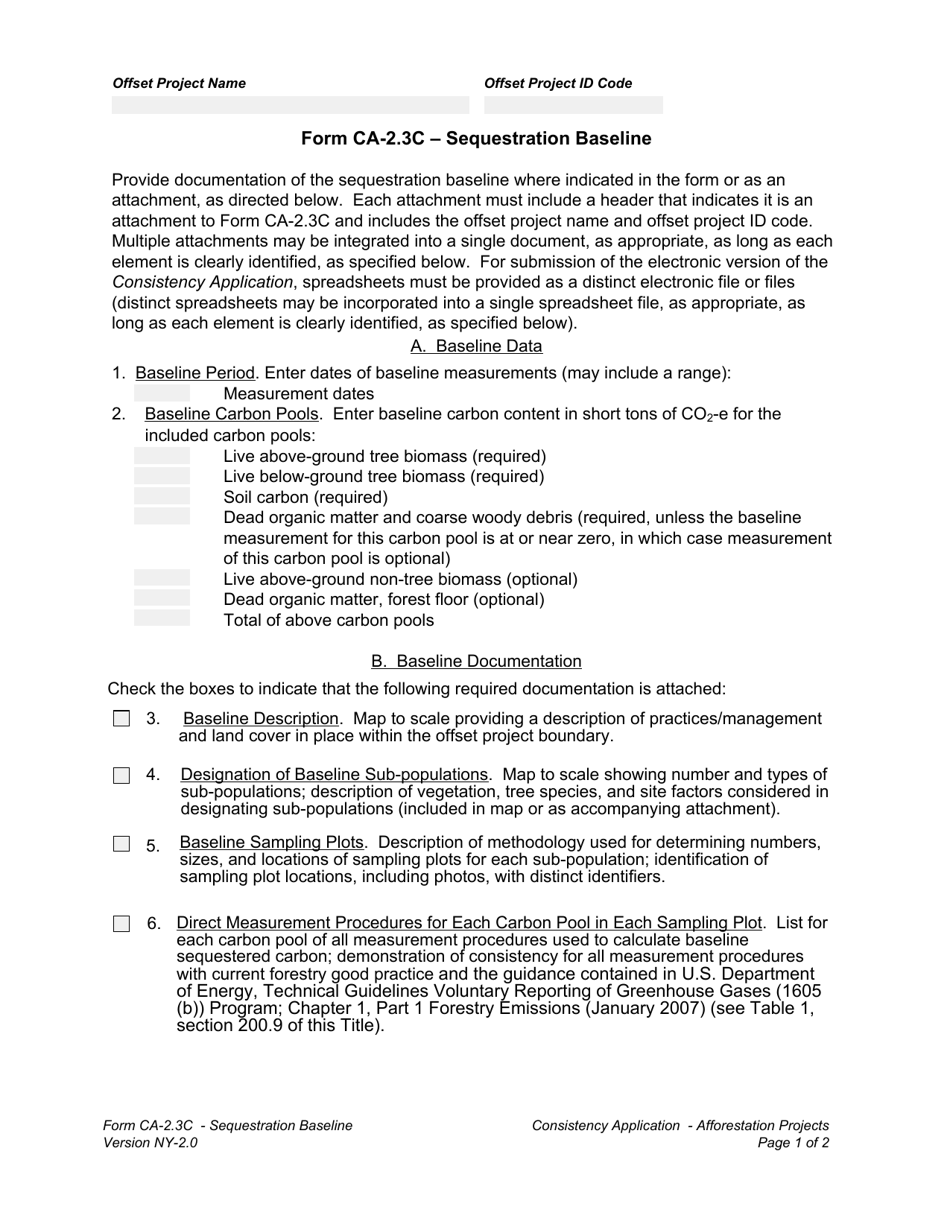 Form CA-2.3C Sequestration Baseline - New York, Page 1