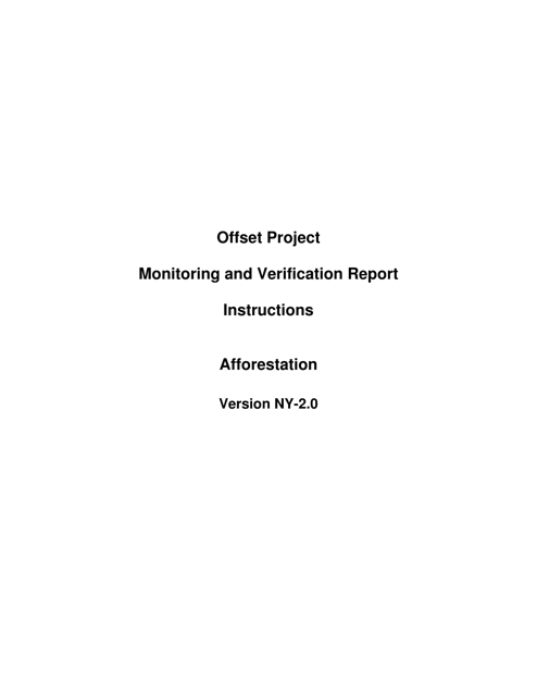 Instructions for Afforestation Offset Project Monitoring and Verification Report - New York Download Pdf