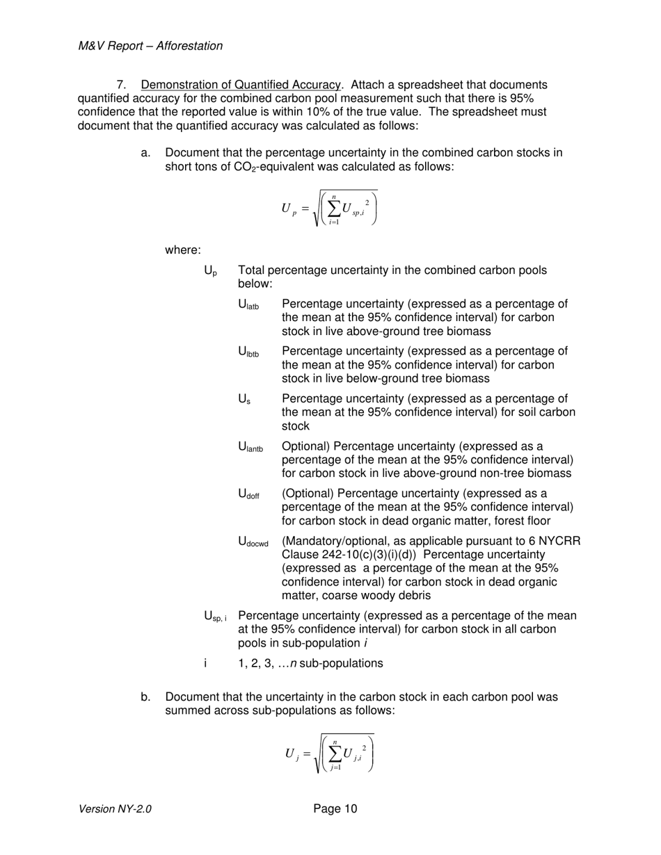 Instructions for Afforestation Offset Project Monitoring and Verification Report - New York, Page 10