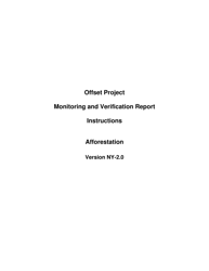 Instructions for Afforestation Offset Project Monitoring and Verification Report - New York