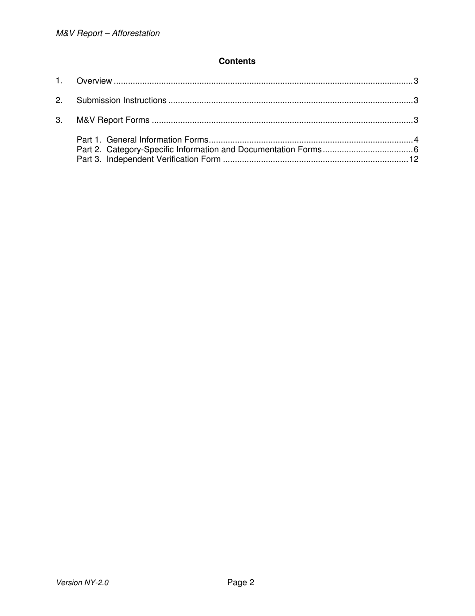 Instructions for Afforestation Offset Project Monitoring and Verification Report - New York, Page 2