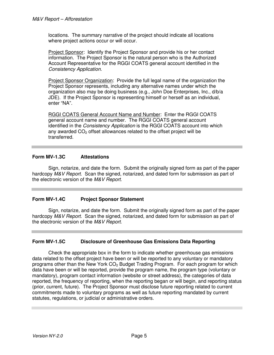 Instructions for Afforestation Offset Project Monitoring and Verification Report - New York, Page 5