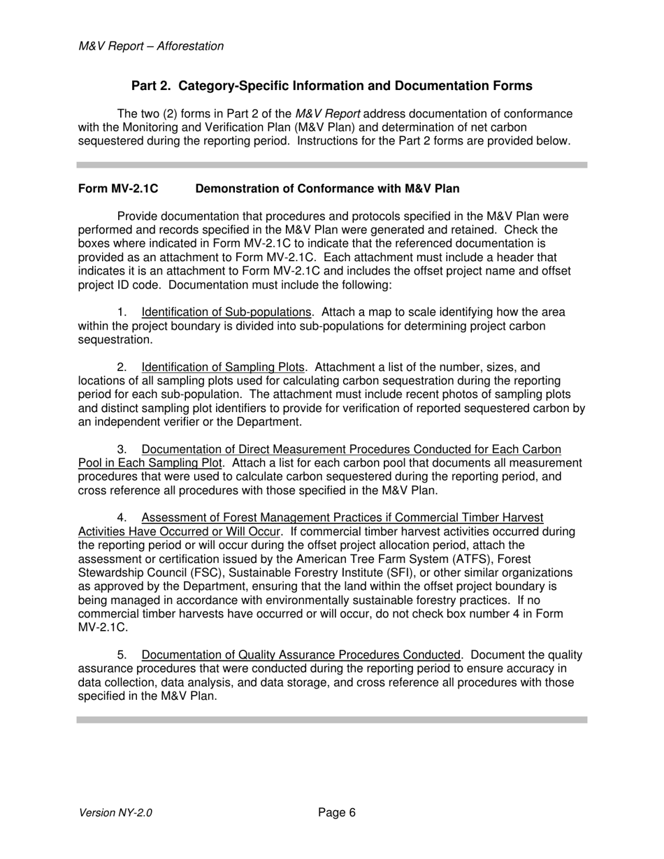 Instructions for Afforestation Offset Project Monitoring and Verification Report - New York, Page 6