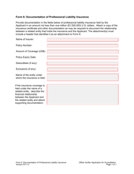 Form 6 Documentation of Professional Liability Insurance - New York