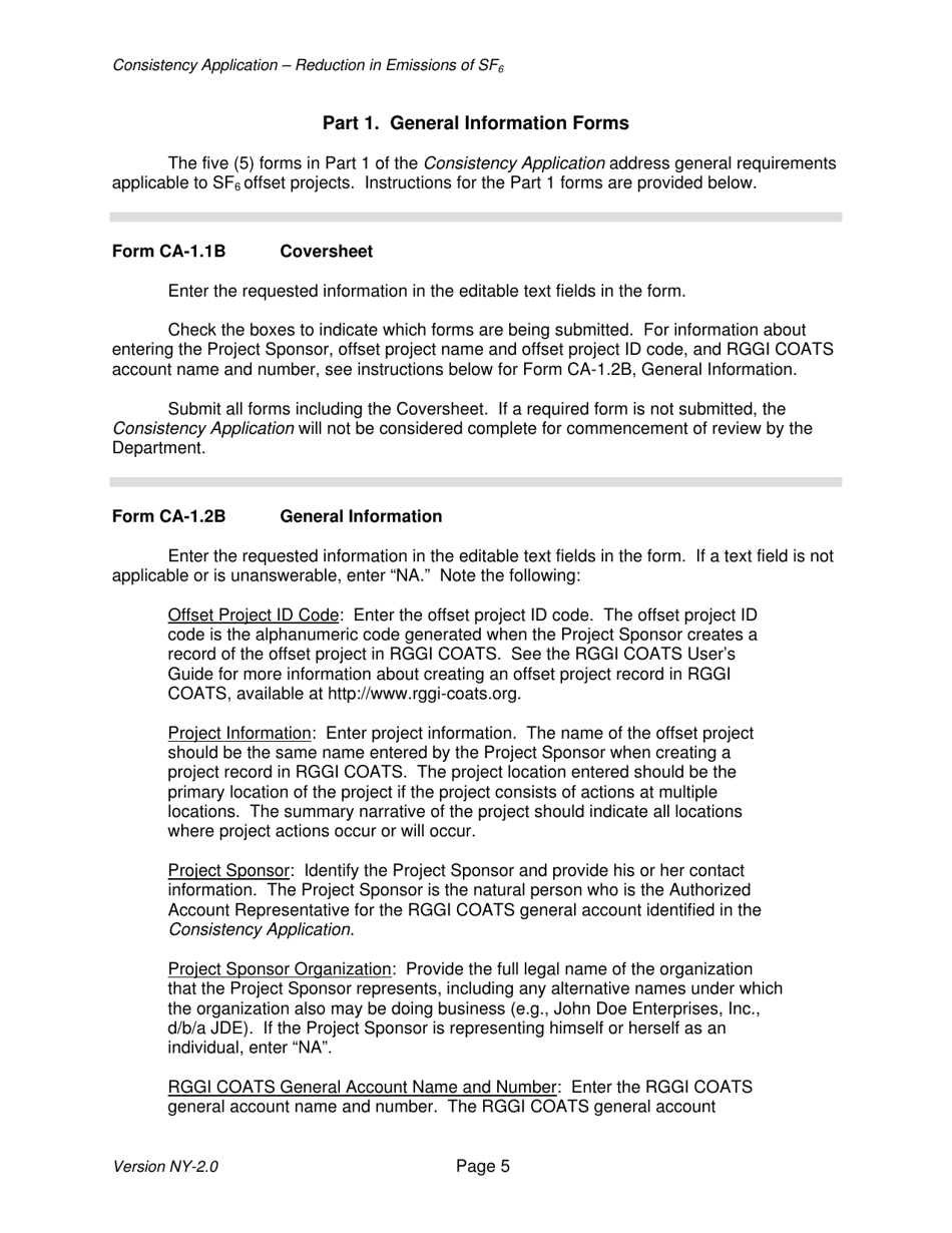 Instructions for Form CA-1.1B, CA-1.2B, CA-1.3B, CA-1.4B, CA-1.5B, CA-2.1B, CA-2.2B, CA-2.3B, CA-2.4B, CA-3.1B Offset Project Consistency Application - New York, Page 5