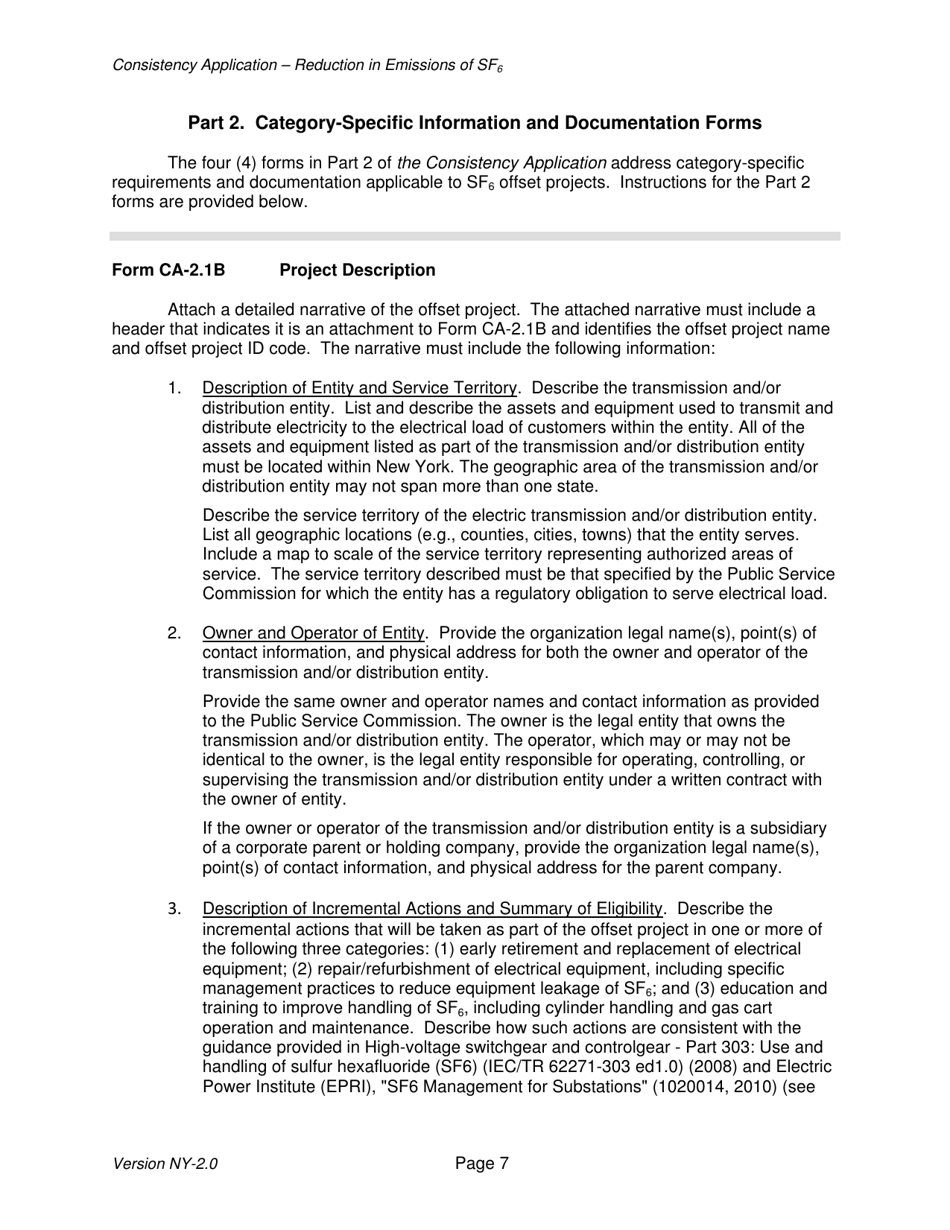Instructions for Form CA-1.1B, CA-1.2B, CA-1.3B, CA-1.4B, CA-1.5B, CA-2.1B, CA-2.2B, CA-2.3B, CA-2.4B, CA-3.1B Offset Project Consistency Application - New York, Page 7