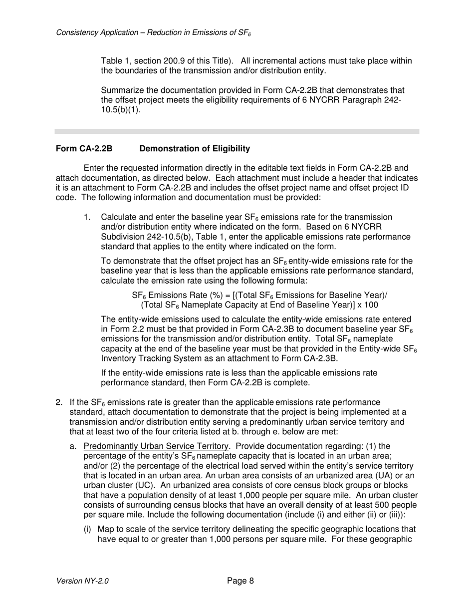 Instructions for Form CA-1.1B, CA-1.2B, CA-1.3B, CA-1.4B, CA-1.5B, CA-2.1B, CA-2.2B, CA-2.3B, CA-2.4B, CA-3.1B Offset Project Consistency Application - New York, Page 8