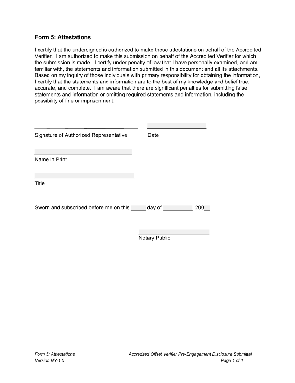 Form 5 Attestations - New York, Page 1