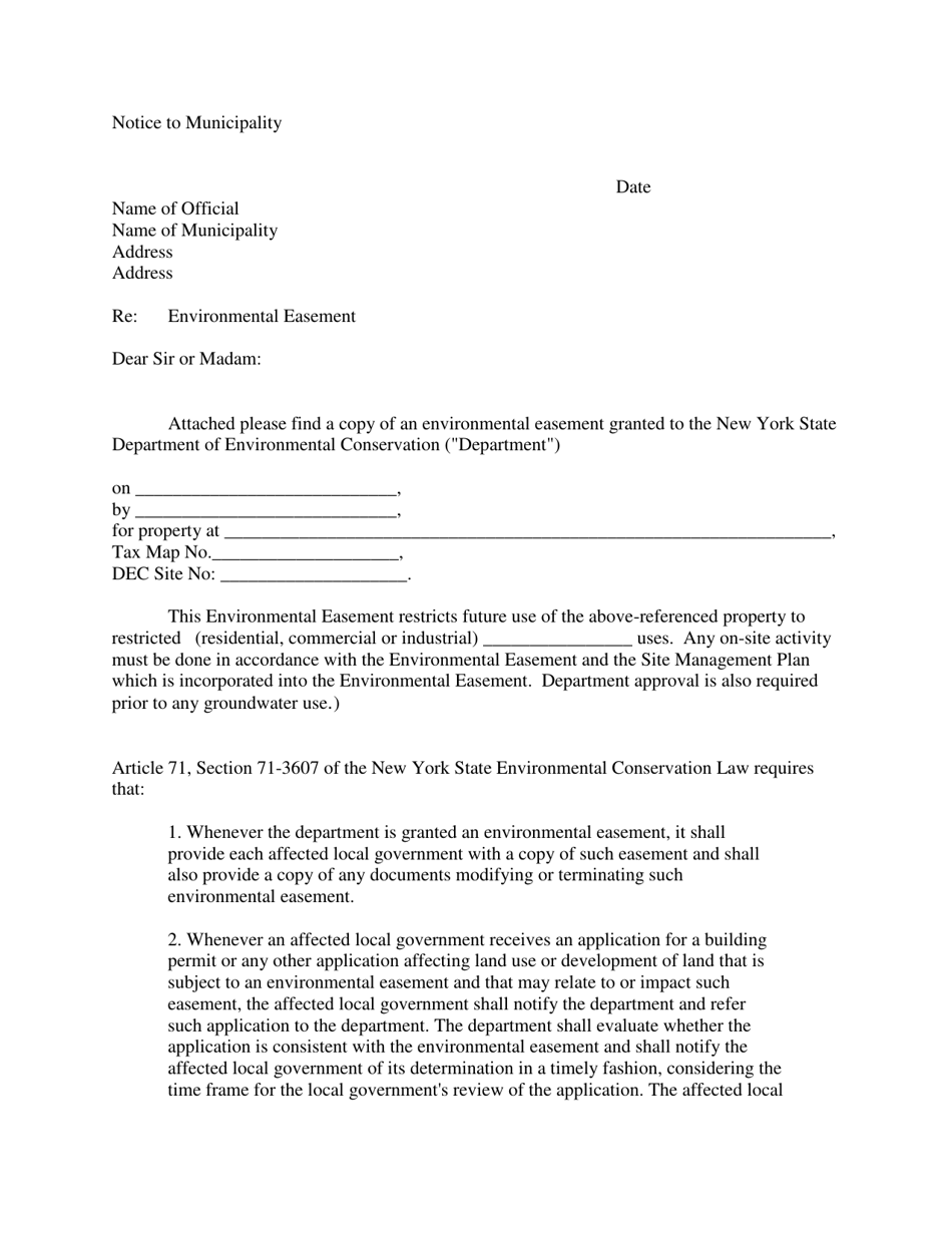 Environmental Easement Notice - New York, Page 1
