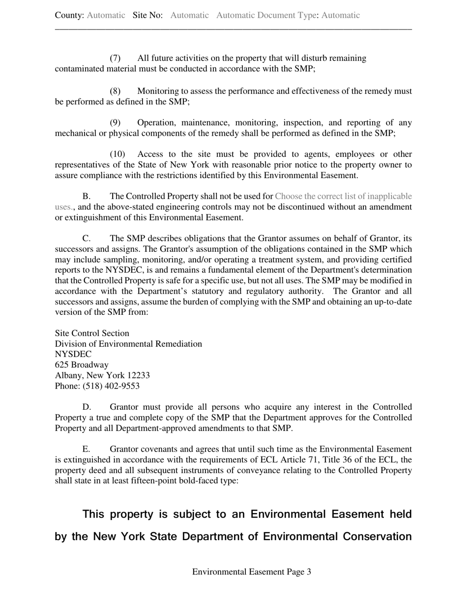 Environmental Easement Template - New York, Page 3