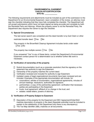 Document preview: Environmental Easement Checklist/Certification - New York